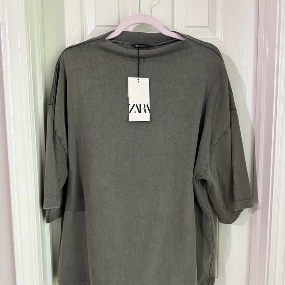 Zara Charcoal Short Sleeve Tee nwt